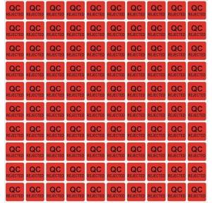 Sticker QC Rejected 1 Inch Square Red Labels Pack of 500