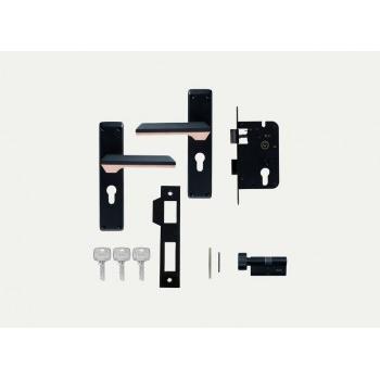 Godrej Door Handle Set 8941 Popular Mortise NEH 23 240mm 2C Matte Black Rose