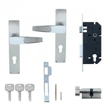 Godrej Baby Latch 8981 Popular Mortise  NEH 24 200mm Door Handle Set 1CK (70 mm Cylinder) Satin Steel