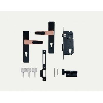 Godrej Door Handle Set 8970 Popular Mortise NEH 24 240mm 1CK Matte Black Rose