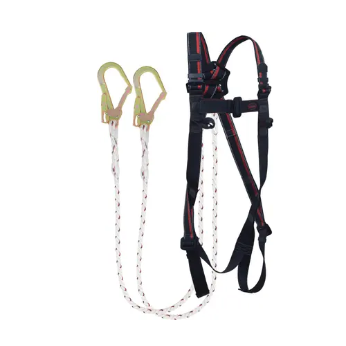 Karam Safety Harness KI01(PN206D) Full Body Class A 2 Mtr PP Double Lanyard With Sock absorber