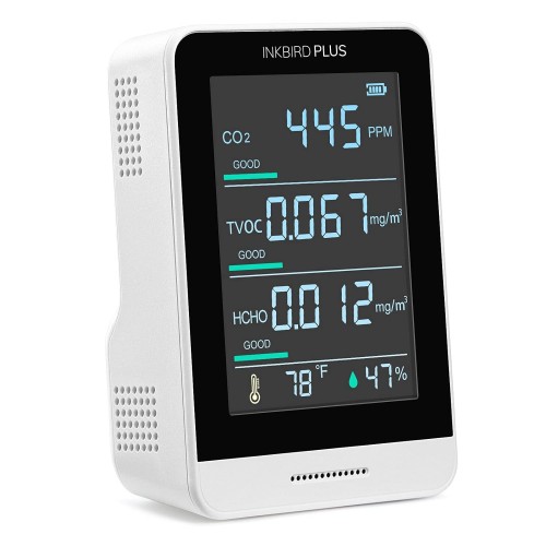 Inkbirdplus Air Quality Monitor Indoor CO2 Meter Accurate Tester for CO2 HCHO TVOC Temperature and Relative Humidity