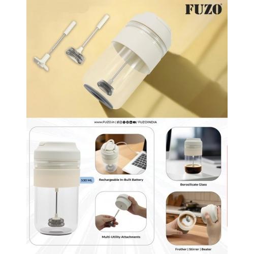Fuzo Borosilicate Mug TGZ-1647 Brewster Frother, Stirrer, Beater, Capacity: 530ML 9.5x9.5x18cm