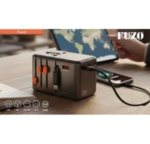 Fuzo Travel Adapter TGZ-2097 Zapp with Retractable Cable (GaN Technology) 8.8x5.5x5.5cm