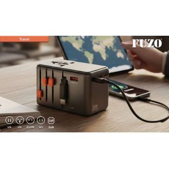 Fuzo Travel Adapter TGZ-2097 Zapp with Retractable Cable (GaN Technology) 8.8x5.5x5.5cm
