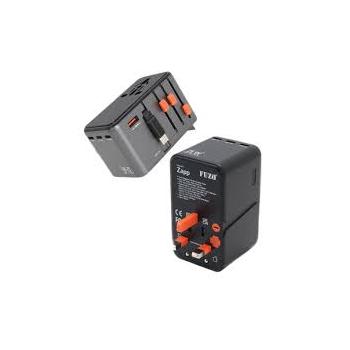 Fuzo Travel Adapter TGZ-2097 Zapp with Retractable Cable (GaN Technology) 8.8x5.5x5.5cm
