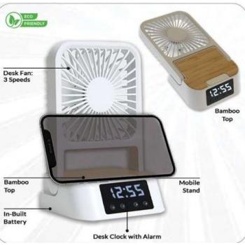 Fuzo Desk Fan TGZ-1755 Gale with Clock, Alarm, Charging Station & Mobile Stand