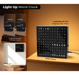 Fuzo Light Up Word Clock TGZ-2079 Grid black 20x20x2.5cm