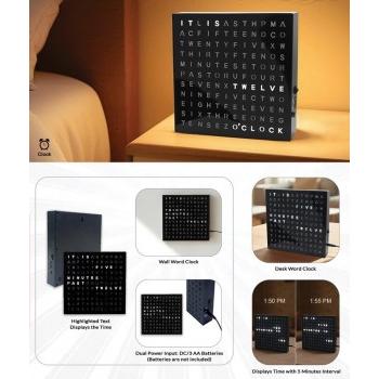 Fuzo Light Up Word Clock TGZ-2079 Grid black 20x20x2.5cm