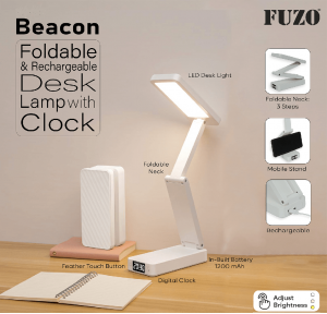 Fuzo Desk Lamp TGZ-1512 Beacon Foldable with Clock