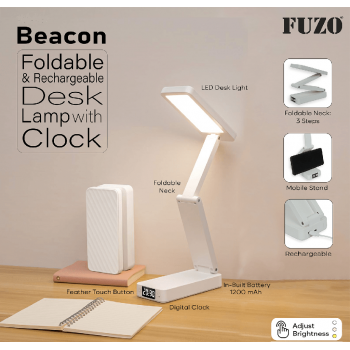 Fuzo Desk Lamp TGZ-1512 Beacon Foldable with Clock