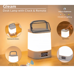 Fuzo Desk Lamp TGZ-1773 Gleam with Clock & Remote 11.5x9x9cm