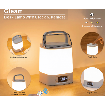 Fuzo Desk Lamp TGZ-1773 Gleam with Clock & Remote 11.5x9x9cm
