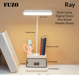 Fuzo Desk Lamp TGZ-1764 Ray Digital Clock Pen Stand Mobile Stand