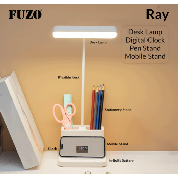Fuzo Desk Lamp TGZ-1764 Ray Digital Clock Pen Stand Mobile Stand