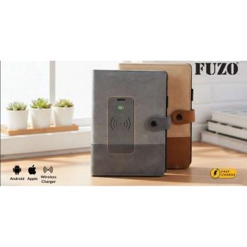 Fuzo Notebook TGZ-1692 Nimble 8000 mAh Power Bank with 15W Wireless Charger Brown Gray