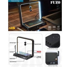 Fuzo Magnetic Lamp TGZ-1503 Allure 2.0 with Charger, Clock & Stand Black 23.5x21.5x12cm