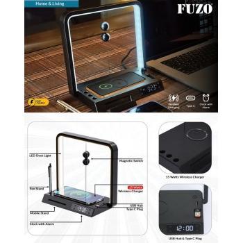 Fuzo Magnetic Lamp TGZ-1503 Allure 2.0 with Charger, Clock & Stand Black 23.5x21.5x12cm