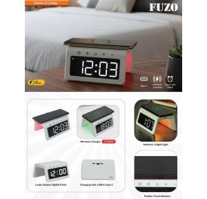Fuzo Charger TGZ-1611 Arch Wireless Ambient Light Large Display Clock Alarm Charging Hub White