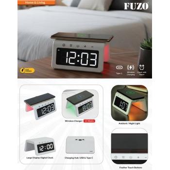 Fuzo Charger TGZ-1611 Arch Wireless Ambient Light Large Display Clock Alarm Charging Hub White