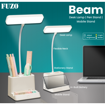 Fuzo Desk Lamp TGZ-1422 Beam With Pen Stand Mobile Stand Adjust Brightness White 10x10x34cm