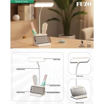 Fuzo Desk Lamp TGZ-1422 Beam With Pen Stand Mobile Stand Adjust Brightness White 10x10x34cm