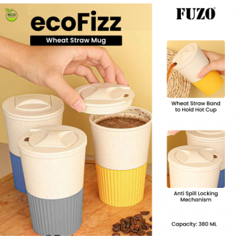Fuzo Mug TGZ-1530 ecoFizZ Wheat Straw Capacity: 380 ML Grey Yellow Blue