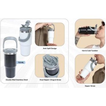 Fuzo Mug TGZ-1566 Thanos Double Wall SS Stanley Black White 750ml 21.5x9cm