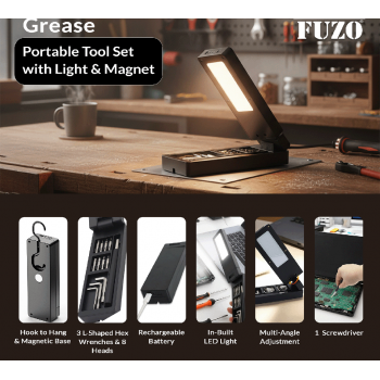 Fuzo Tool Set TGZ-1782 Grease Portable with Light & Magnet