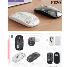 Fuzo Mouse TGZ-1629 Casper Dual Mode Transparent Wireless Black White 11.3x5.7x2.5cm