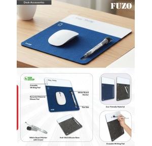 Fuzo Mouse Pad TGZ-1593 Slick with Erasable Writing Pad & Pen Grey Blue