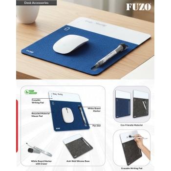 Fuzo Mouse Pad TGZ-1593 Slick with Erasable Writing Pad & Pen Grey Blue