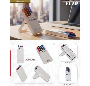 Fuzo Table Stand TGZ-1341 Flare 4 Pens' Set with Mobile Stand White 15.5x6.5x1.8cm