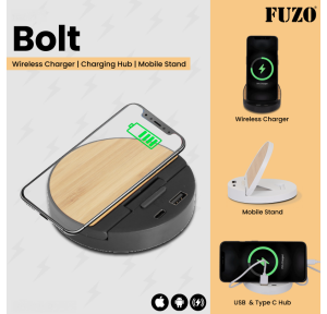 Fuzo Charger TGZ-1287 Bolt Wireless Charging Hub Mobile Stand 9.5x1.7cm