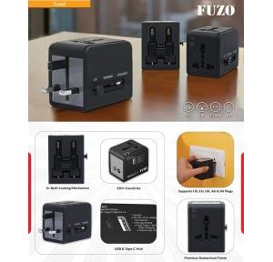 Fuzo Travel Adapter TGZ-1449 TravelEase Universal with Type C & USB Ports