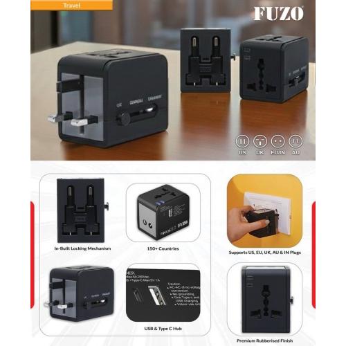 Fuzo Travel Adapter TGZ-1449 TravelEase Universal with Type C & USB Ports