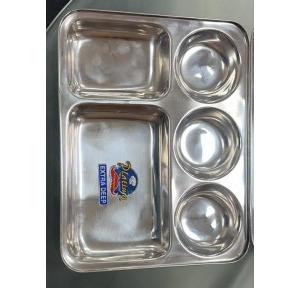 Compartment Plate SS304 5 in 1 Round 500gm Approx Stainless Steel L33xW26xH3 CM