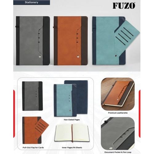 Fuzo Notebook TGZ-2250 The Guide Leatherette with Pull-Out Cards Pocket