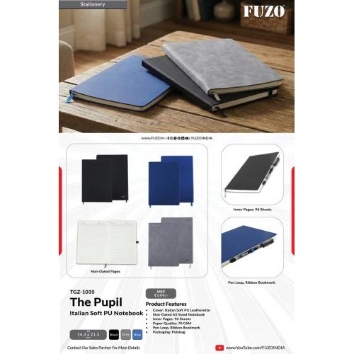 Fuzo Notebook TGZ-1035 The Pupil Italian Soft PU Inner Pages: 96, Paper Quality: 70 GSM