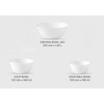 La Opala Crockery Set Diva Ivory Collection White, Full Plate 11 Inch 9 Pcs, Quarter Plate Plain 9 Pcs, Veg Bowl Plain 18 Pcs, Soup Bowl Plain 9 Pcs, Serving Bowl 6 Pcs Pack of 51
