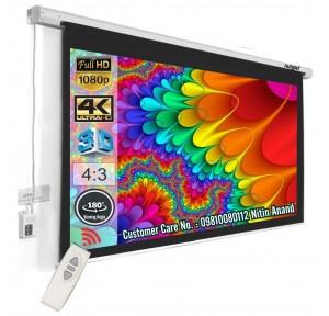 Inlight Projector Screen UHD-3D-4K 120 Inches Diagonal Ready Technology Motorized 4:3 Picture Aspect Ratio 8 X 6 Ft With Cordless Remote