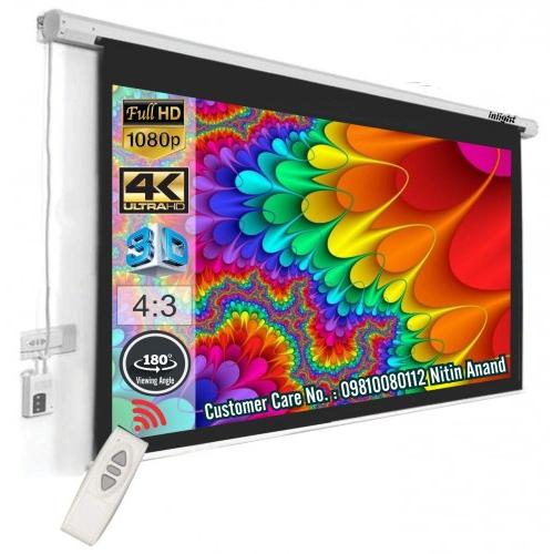 Inlight Projector Screen UHD-3D-4K 120 Inches Diagonal Ready Technology Motorized 4:3 Picture Aspect Ratio 8 X 6 Ft With Cordless Remote
