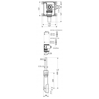 Schell Concealed Flush Set 01 194 00 99 WC Valve Compact  Roughing-In Set For Mechanical Or Electronic Actuation High Pressure