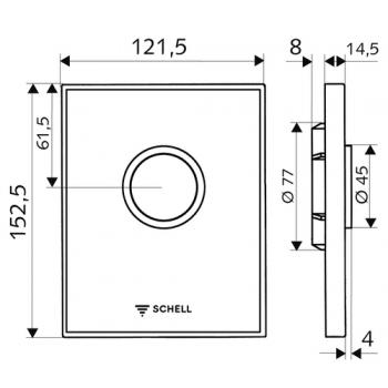 Schell Flush Plate 02 802 15 99 WC Operating Edition Alpine White ABS - Single For Concealed Flush Mechanism Compact II - High Pressure