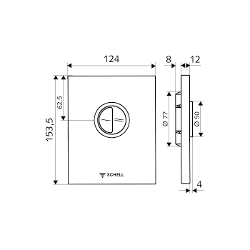 Schell Flush Plate 02 804 06 99 WC Operating Edition - Dual For Concealed Mechanism Compact II - High Pressure