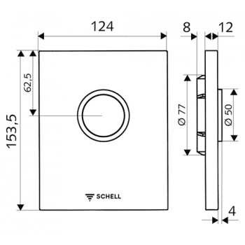 Schell Flush Plate 02 815 06 99 WC Operating Edition ND - Chrome Finish, Single Flush For Concealed Valve Compact II ND, Low Pressure From 0,8 bar