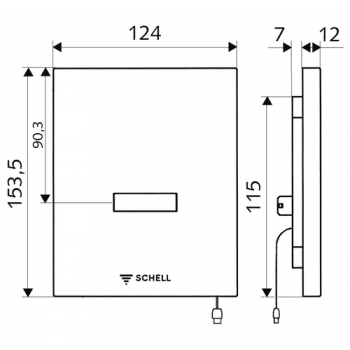 Schell Control Panel 02 806 06 99 Urinal control EDITION E - ABS Chrome, Battery Operated For Urinal Concealed Flush Valve COMPACT II