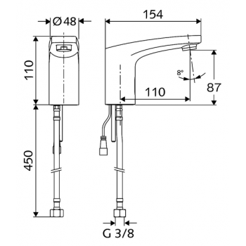 Schell Tap 02 169 06 99 Modus Trend E Cold Water, Mains Operation, With Power Supply Unit 9 V, Flow Volume: max. 3 l/min Independent Of Pressure