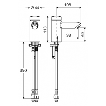 Schell Tap 02 151 06 99 Self-Closing Wash Basin Mixer PETIT SC HD-M , High Pressure Mixed Water With Temperature Control