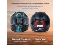 Studd Helmet Raider Street ISI Certified Full Face Plastic Oval Shape Unisex with Clear Visor Black L Size 1.2kg